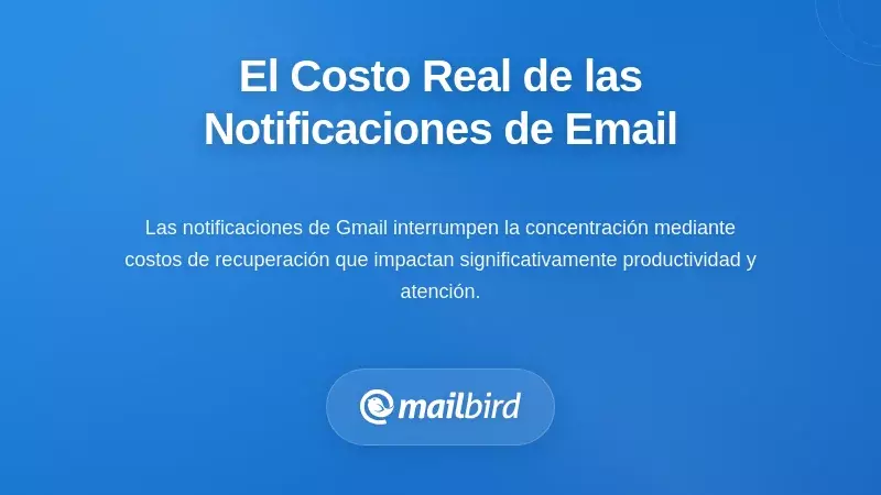 Persona abrumada por alertas constantes de notificaciones de Gmail que interrumpen el foco y la productividad en el trabajo