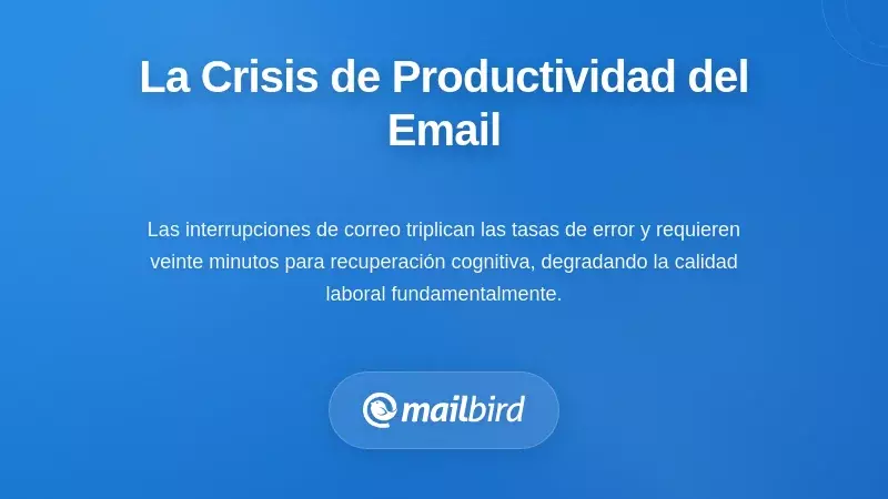 Persona abrumada por constantes notificaciones de correo electr&oacute;nico que causan p&eacute;rdida de productividad y cambios de contexto