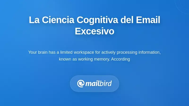 Diagrama del espacio de trabajo cerebral que muestra los límites de la memoria de trabajo en el procesamiento de correo y la sobrecarga cognitiva