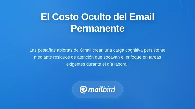 Persona abrumada por múltiples pestañas de Gmail en el navegador que drenan la concentración y la productividad