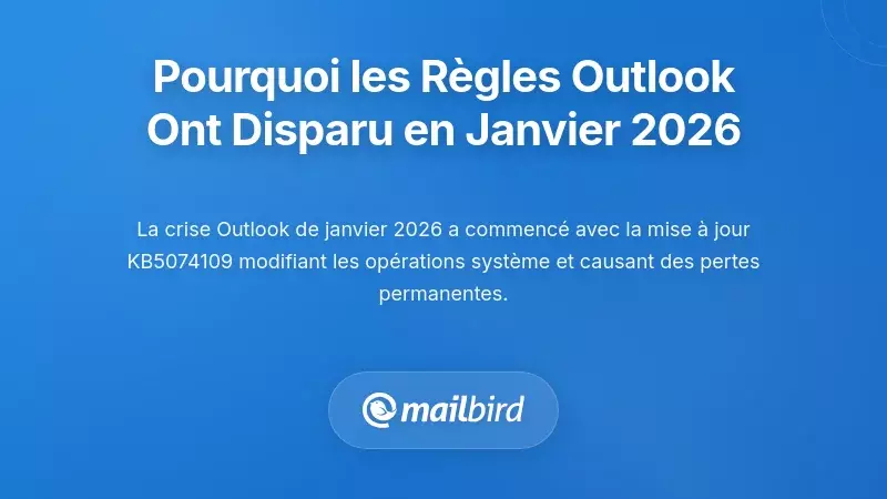 Ce qui a r&eacute;ellement caus&eacute; la disparition des r&egrave;gles de courrier Outlook en janvier 2026