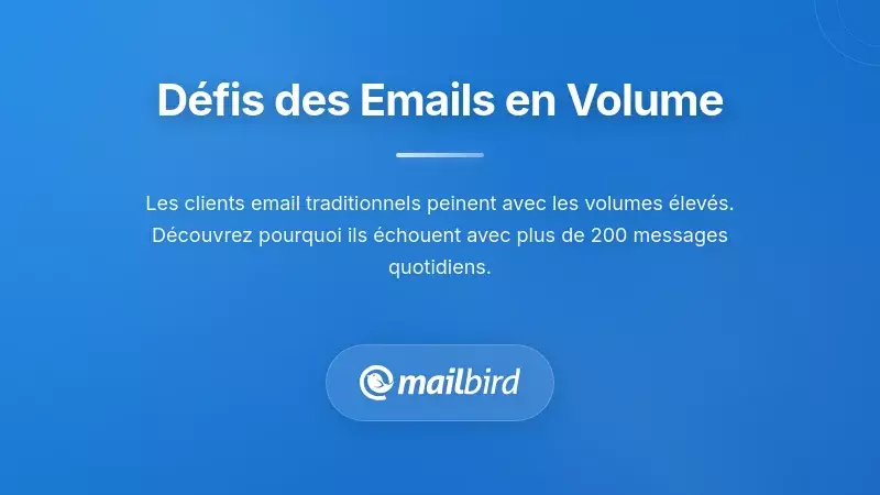 Professionnel submerg&eacute; par une bo&icirc;te de r&eacute;ception avec des centaines d'e-mails non lus illustrant les d&eacute;fis des e-mails &agrave; fort volume