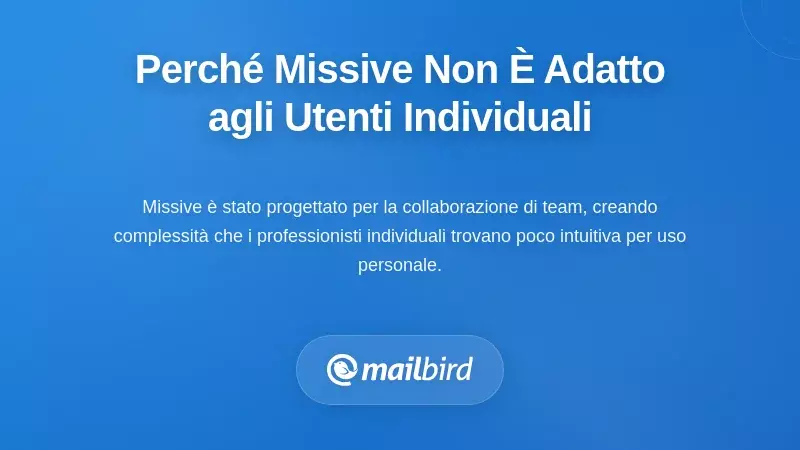 Comprendere Perch&eacute; Missive &Egrave; Inadeguata per gli Utenti Singoli
