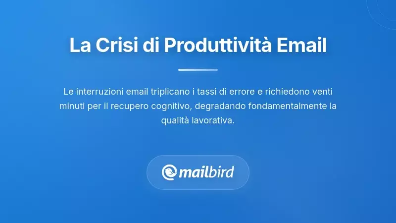 Persona sopraffatta dalle continue notifiche email che causano perdita di produttivit&agrave; e cambio di contesto