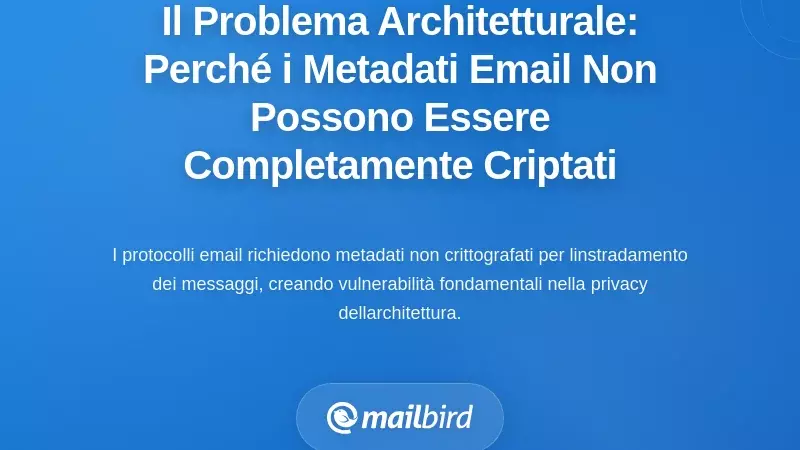 Il Problema Fondamentale dell'Architettura: Perché i Metadati delle Email Non Possono Essere Completamente Cifrati
