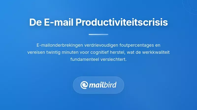 Persoon overweldigd door constante e-mailmeldingen die leiden tot verlies van productiviteit en contextwisselingen