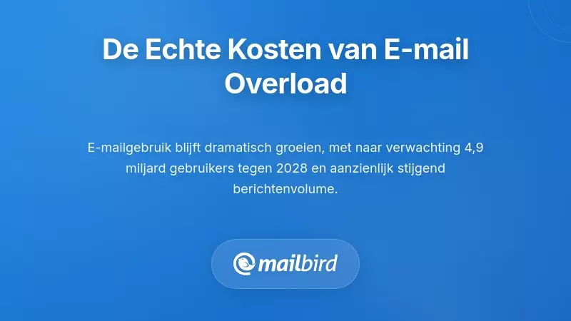 Professional overweldigd door volle e-mail inbox die de impact van e-mailoverbelasting op productiviteit toont