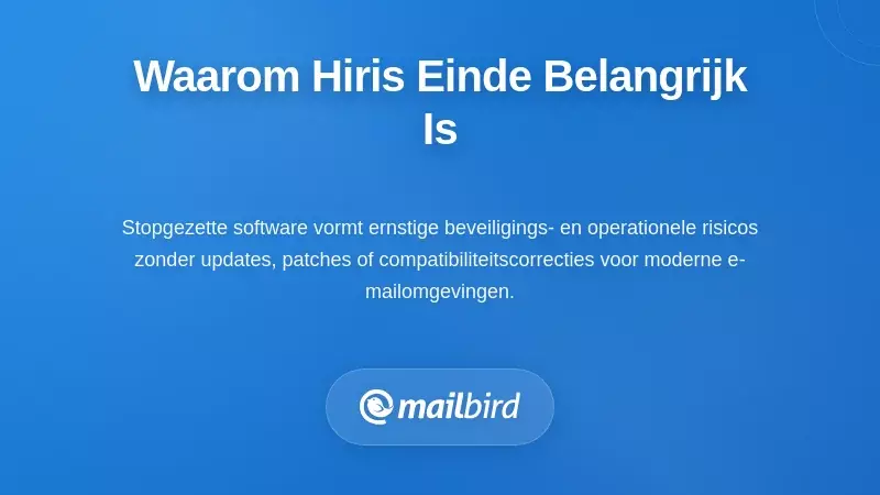 Zakelijke professional die zich zorgen maakt over de risico's van de stopgezette Hiri e-mailclient software en alternatieven