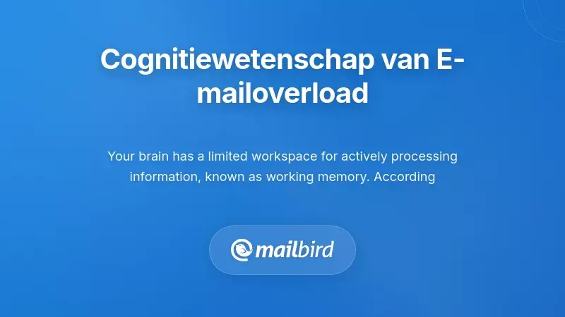 Hersenen werkruimte diagram dat de beperkingen van het werkgeheugen bij e-mailverwerking en cognitieve overbelasting toont
