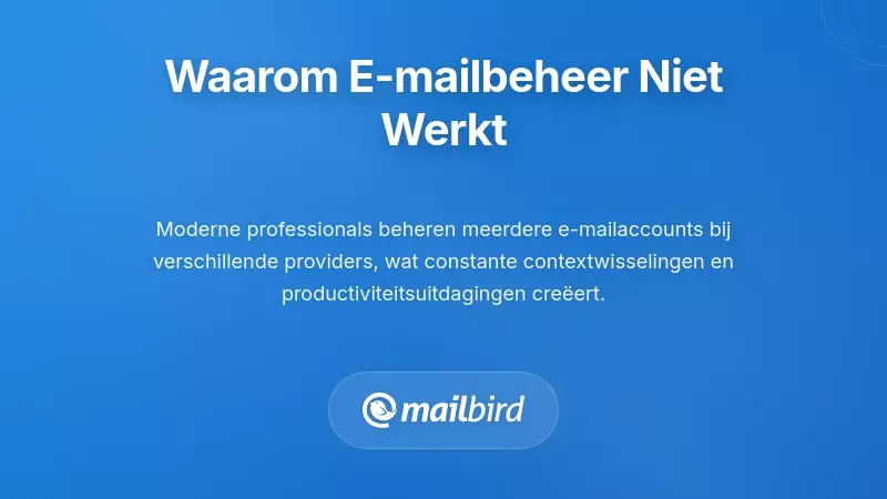 Professional overweldigd door meerdere e-mailaccounts en inbox-chaos op computerscherm