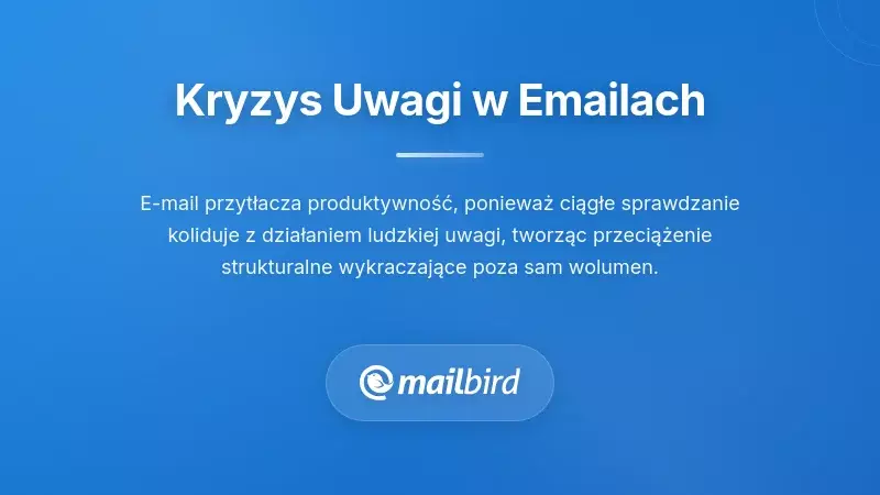 Osoba przytłoczona ciągłymi powiadomieniami e-mailowymi przerywającymi skupioną pracę