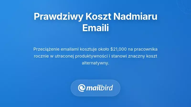 Profesjonalista przytłoczony przciążeniem poczty e-mail, pokazujący ukryte koszty zarządzania skrzynką odbiorczą