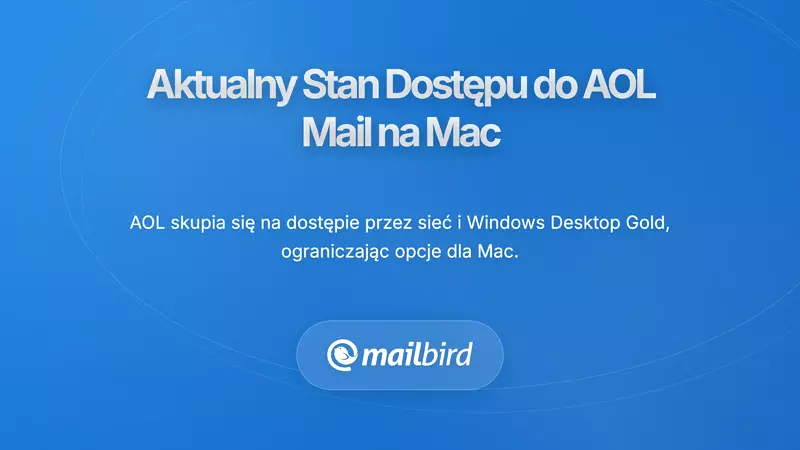 Interfejs konfiguracji AOL Mail na macOS pokazujący opcje konfiguracji protokoł&oacute;w IMAP i SMTP