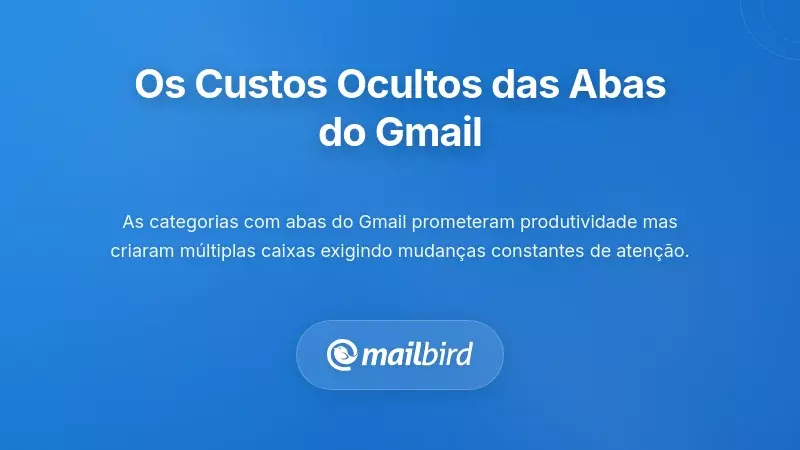 Interface da caixa de entrada por separadores do Gmail mostrando as categorias Principal, Social, Promo&ccedil;&otilde;es, Atualiza&ccedil;&otilde;es e F&oacute;runs
