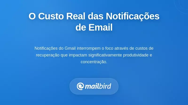 Pessoa sobrecarregada por alertas constantes de notifica&ccedil;&otilde;es do Gmail a interromper o foco e a produtividade no trabalho
