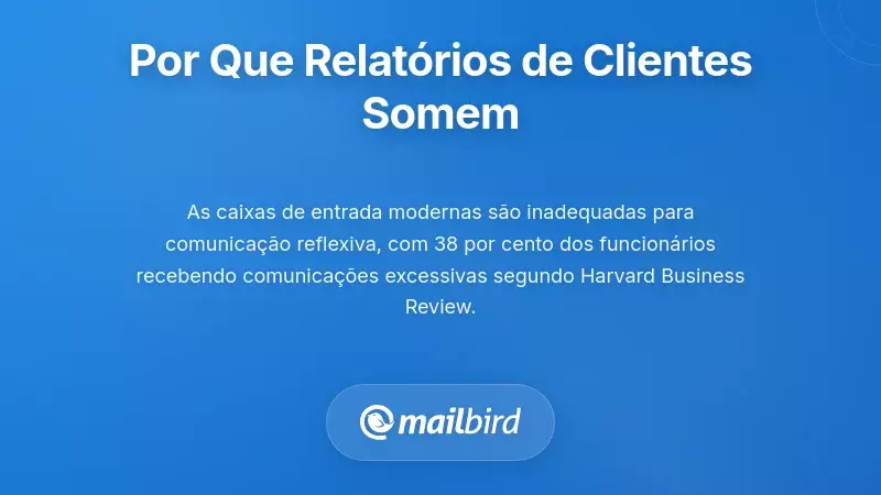 Caixa de entrada sobrecarregada mostrando relat&oacute;rios de clientes enterrados entre centenas de emails n&atilde;o lidos