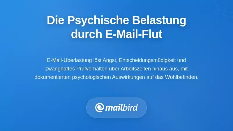 Person, die aufgrund von E-Mail-Überlastung am Schreibtisch Stress und mentale Erschöpfung erlebt