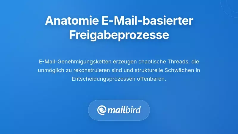 Workflow-Diagramm der E-Mail-Genehmigungskette, das Engpässe bei Entscheidungen und Kommunikationsverzögerungen zeigt