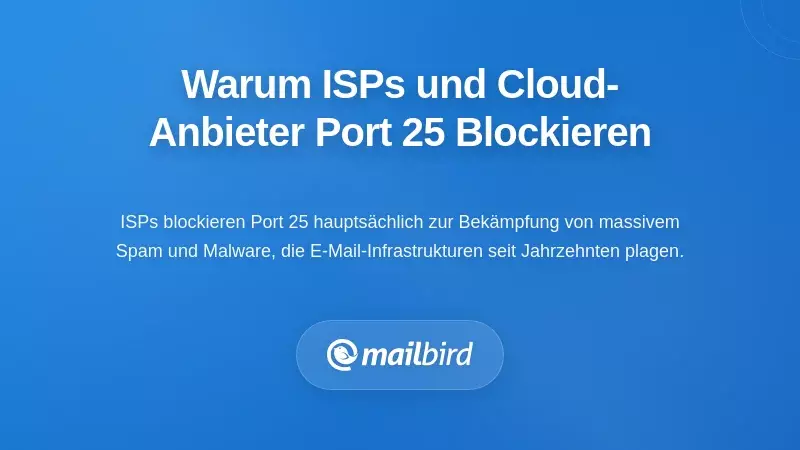 Diagramm zeigt, warum ISPs Port 25 blockieren, um Spam zu verhindern und E-Mail-Netzwerke zu sichern