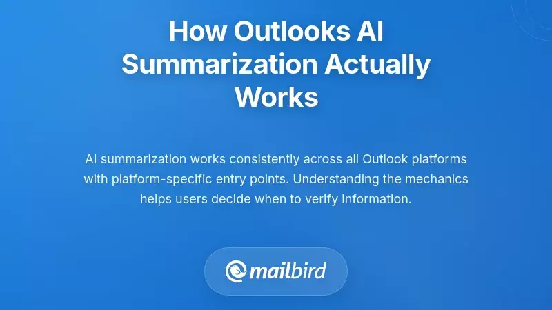 Microsoft Outlook AI email summarization interface showing how automated summary features work in inbox
