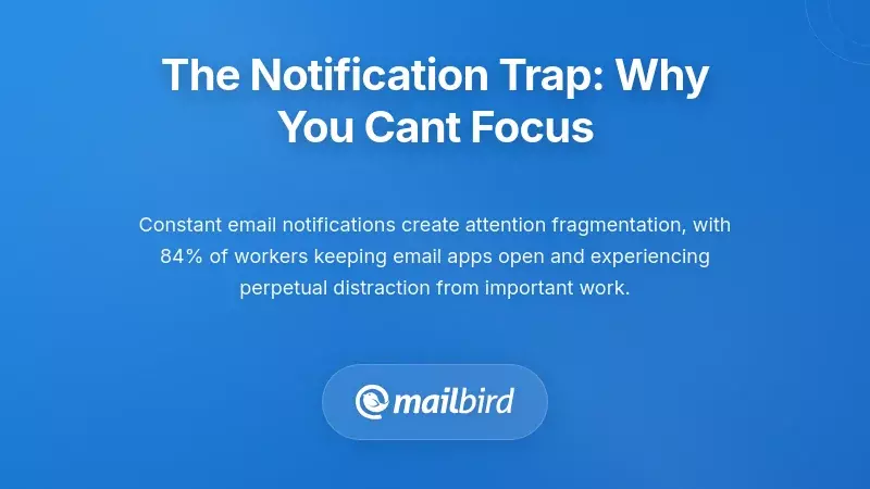 Notification distraction illustration depicting constant email alerts disrupting focus and workflow