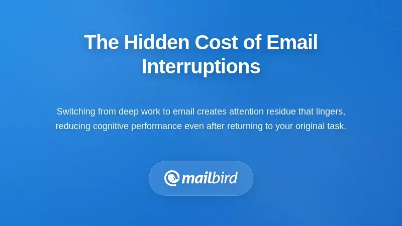 Professional analyzing email interruption costs affecting workplace productivity and focus