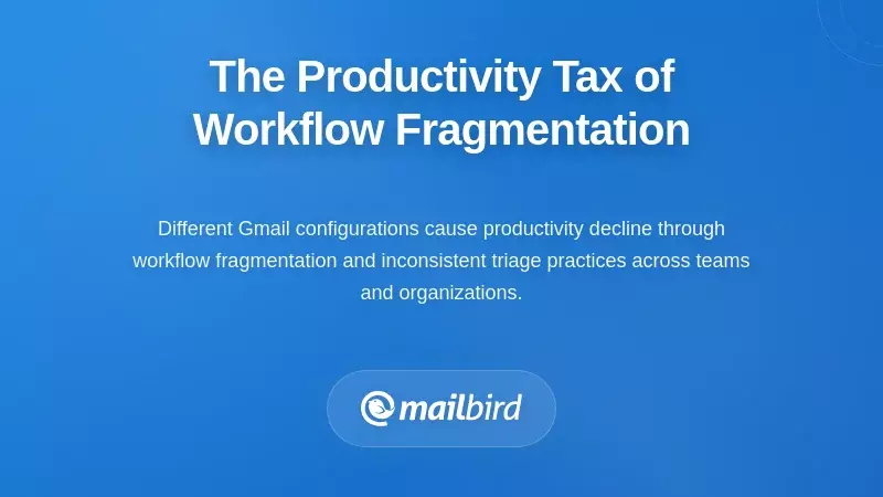 Frustrated employee struggling with fragmented Gmail workflow showing productivity loss from inconsistent configuration