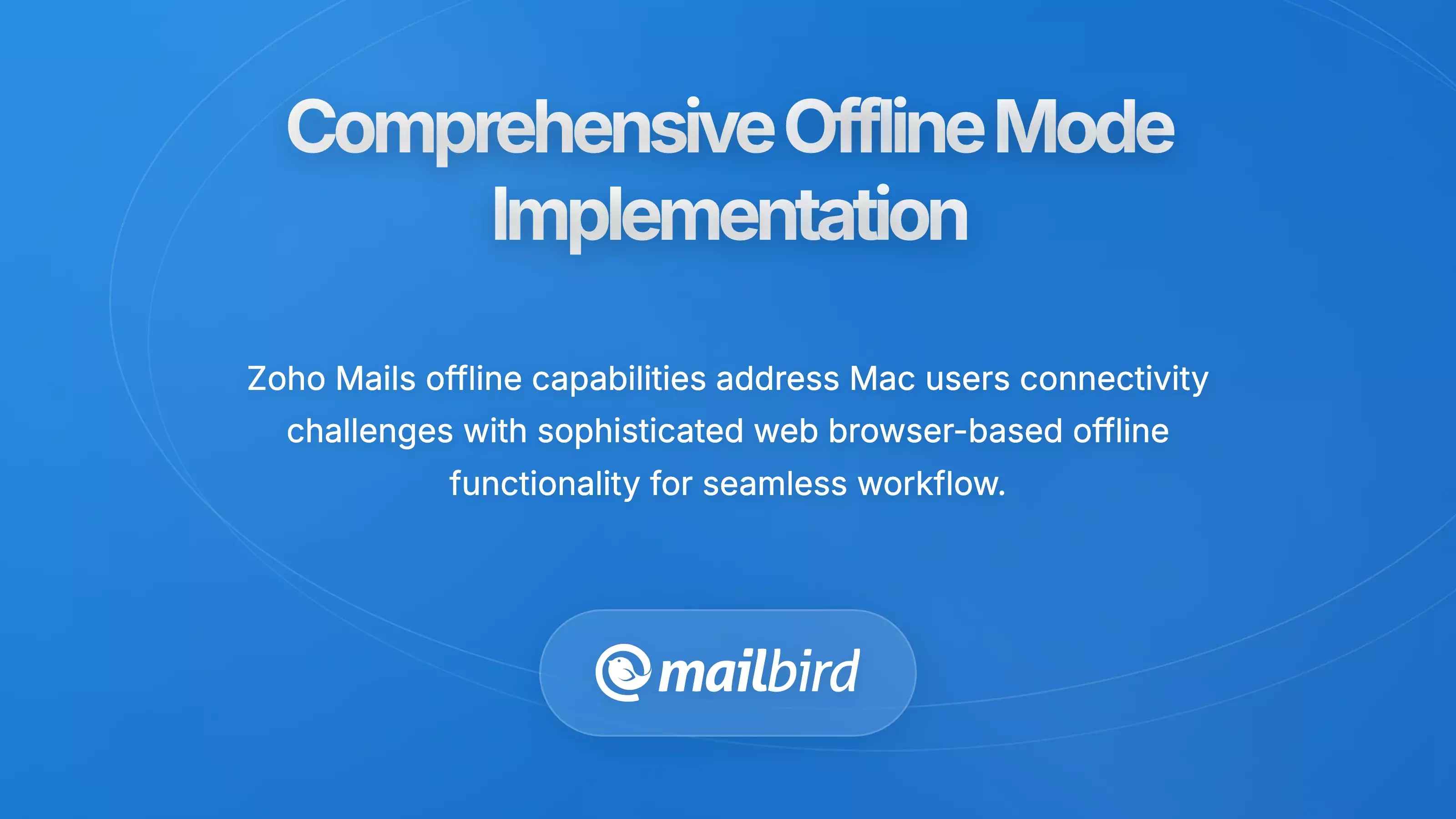 Zoho Mail offline mode dashboard displaying email synchronization and offline capabilities for Mac desktop