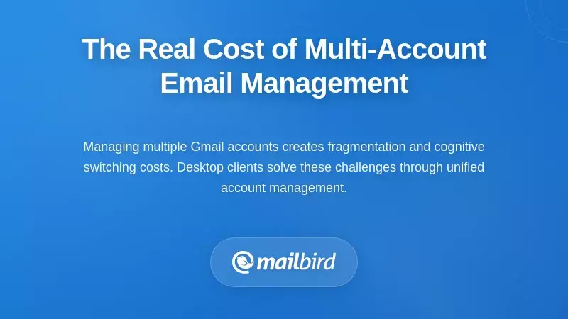 Managing multiple Gmail accounts in desktop client interface showing unified inbox