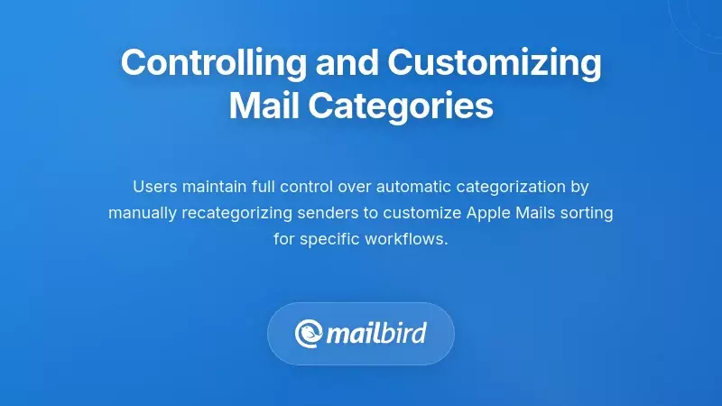 Apple Mail category settings interface showing customization options for email sorting on macOS