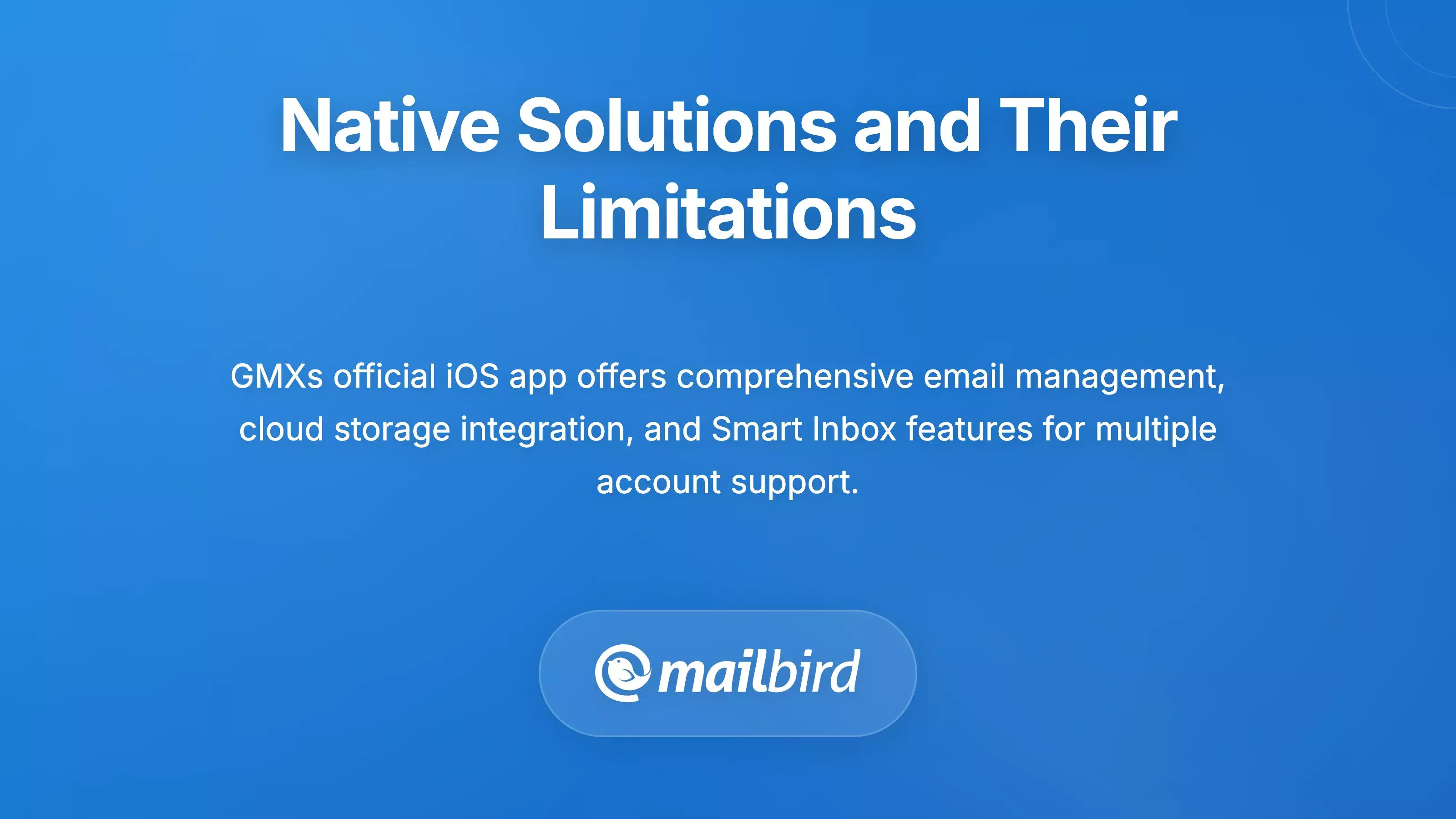 GMX official mobile app interface on iOS device with limitations for Mac users