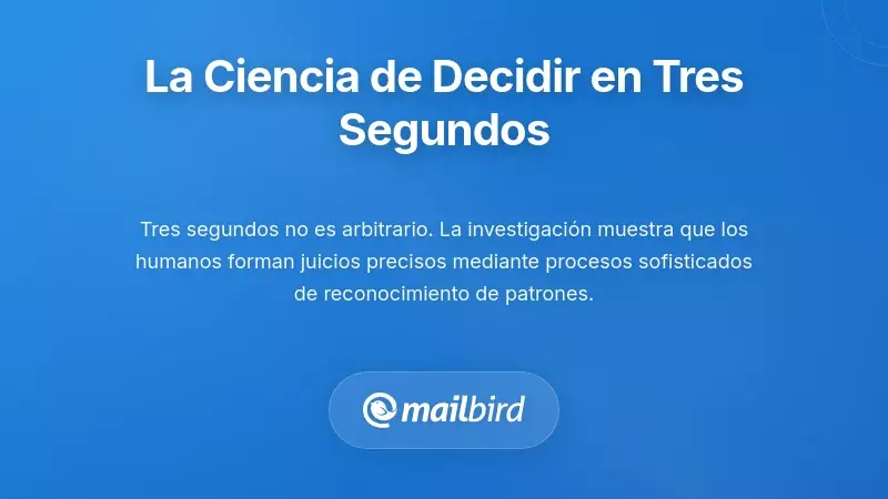 Diagrama visual que ilustra el proceso de toma de decisiones en tres segundos para la eficiencia en la gestión de correos