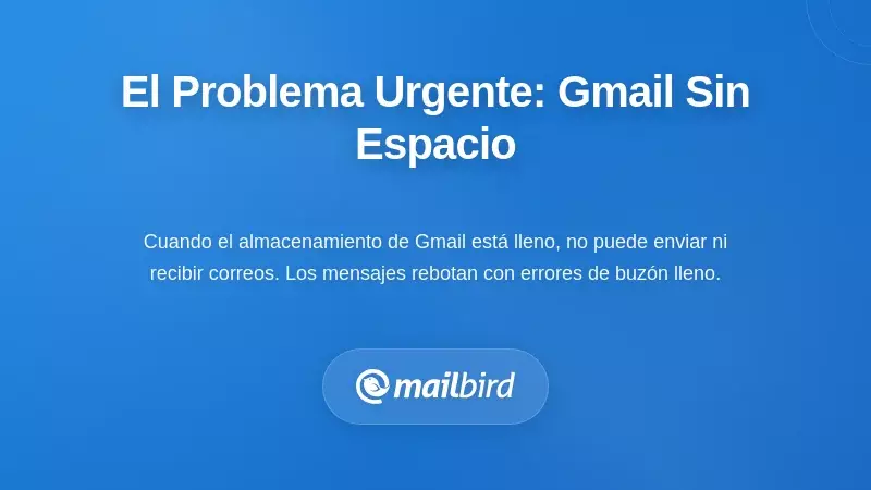 Notificación de aviso de almacenamiento lleno de Gmail que muestra la cuenta al máximo