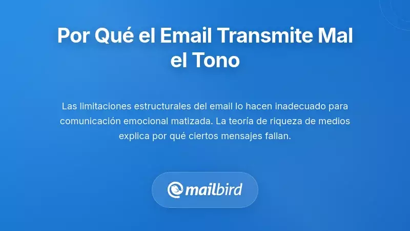 Interfaz de email que destaca las limitaciones estructurales para transmitir el tono emocional
