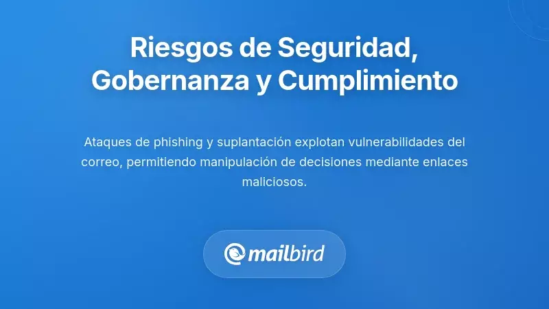 Ilustración de riesgos de seguridad en el correo electrónico, incluyendo amenazas de phishing y suplantación en procesos de toma de decisiones en equipo