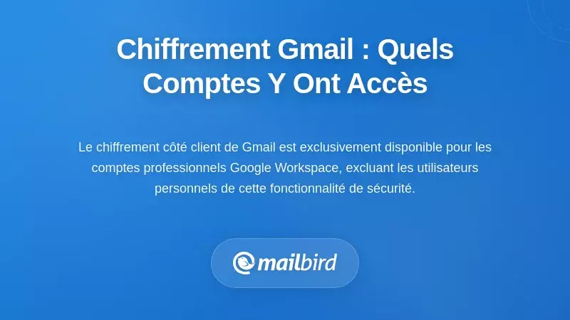 Qui peut acc&eacute;der au chiffrement c&ocirc;t&eacute; client de Gmail ? La division selon le type de compte