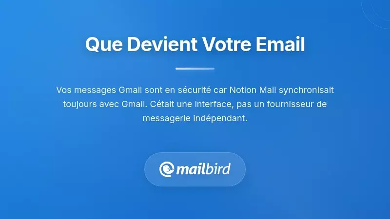 Illustration des messages électroniques restant en sécurité dans Gmail après la fermeture de Notion Mail