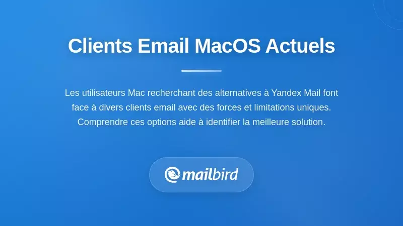 Comparaison de l'interface des clients de messagerie MacOS montrant des alternatives de bureau &agrave; l'acc&egrave;s au navigateur Yandex Mail