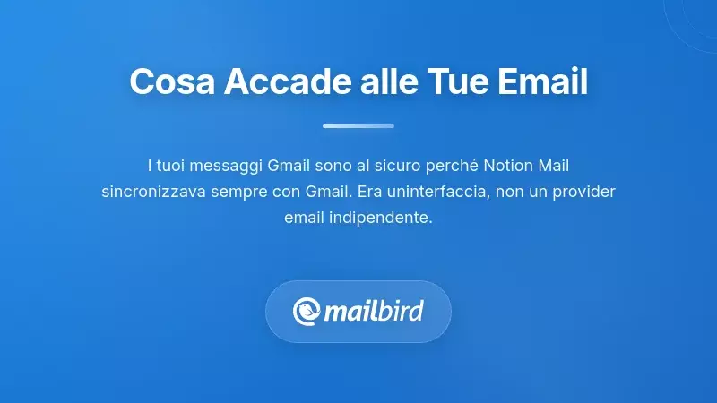 Messaggi email al sicuro in Gmail dopo la chiusura di Notion Mail illustrazione