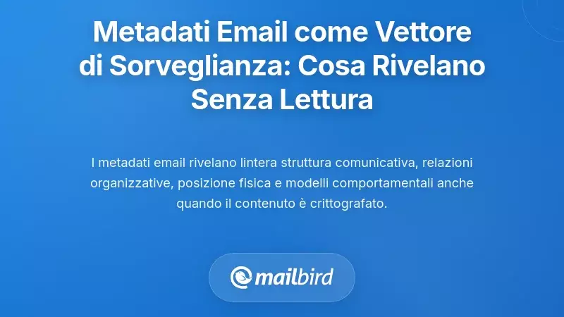 I metadati delle email come vettore di sorveglianza: cosa rivelano le tue comunicazioni senza leggere il contenuto
