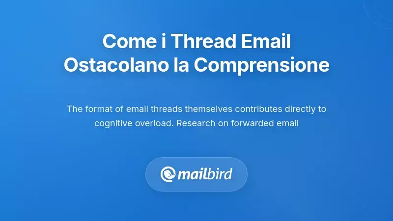 Visualizzazione della struttura del thread email che dimostra come il formato del messaggio crea difficolt&agrave; di comprensione