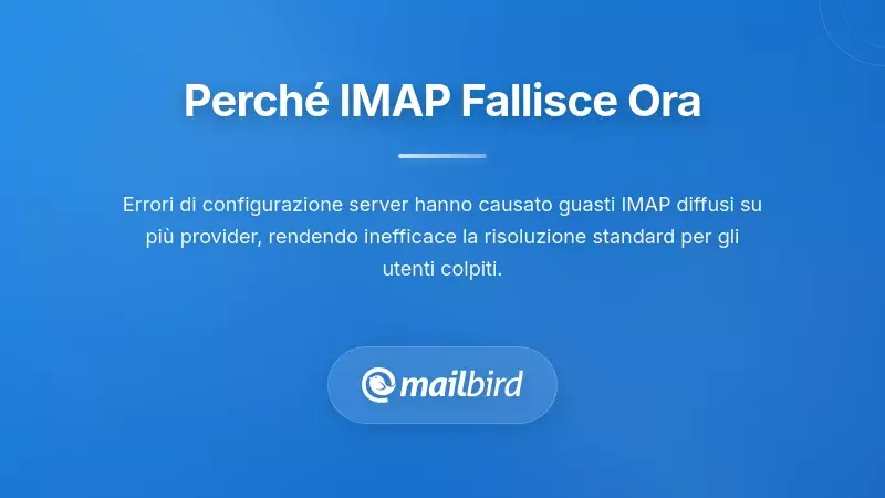 Diagramma tecnico che mostra le cause dei fallimenti della sincronizzazione IMAP tra Gmail, Outlook e Yahoo