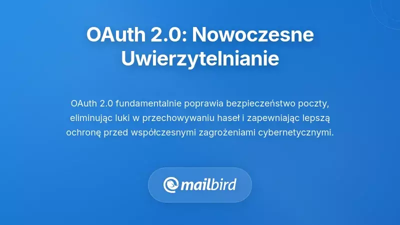Diagram nowoczesnej autoryzacji e-mail w systemie OAuth 2.0 pokazujący bezpieczny proces logowania oparty na tokenach