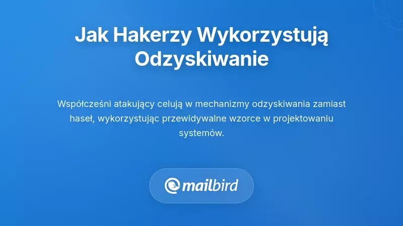 Diagram pokazujący, jak napastnicy wykorzystują opcje odzyskiwania e-maili i pytania zabezpieczające do przejmowania kont