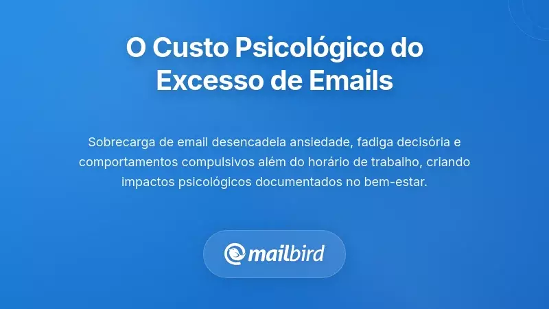 Pessoa a experimentar stress e fadiga mental devido &agrave; sobrecarga de e-mails junto a um computador