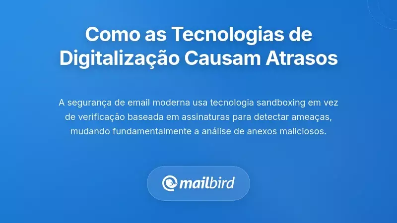Diagrama da tecnologia moderna de varredura de email ilustrando mecanismos de atraso de anexos