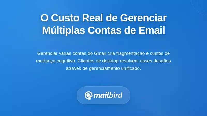 Gerenciamento de várias contas do Gmail na interface do cliente de ambiente de trabalho mostrando caixa de entrada unificada