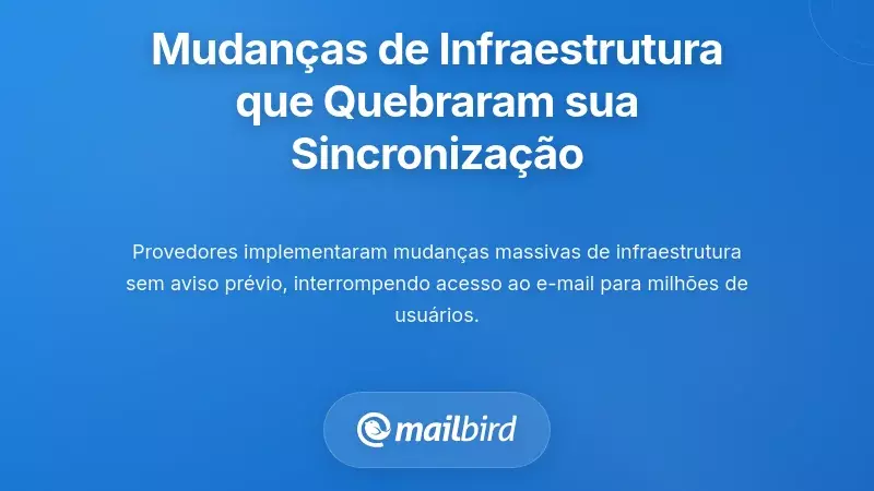 Altera&ccedil;&otilde;es na Infraestrutura dos Fornecedores de Email Que Quebraram a Sua Sincroniza&ccedil;&atilde;o