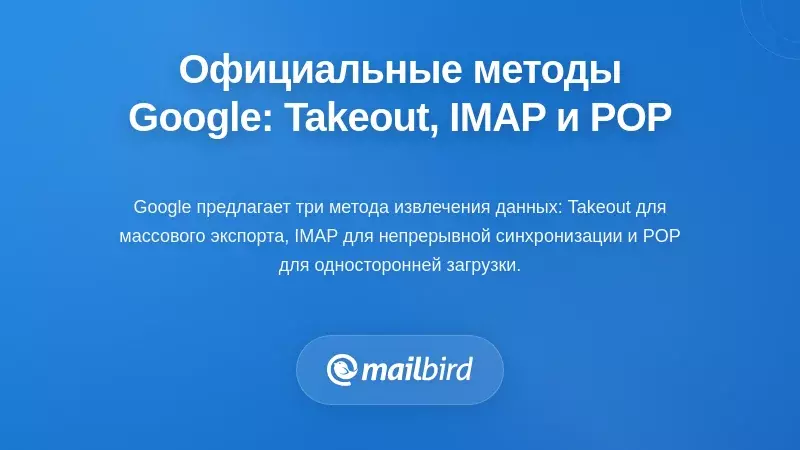Официальные методы Google: Takeout, IMAP и доступ по POP