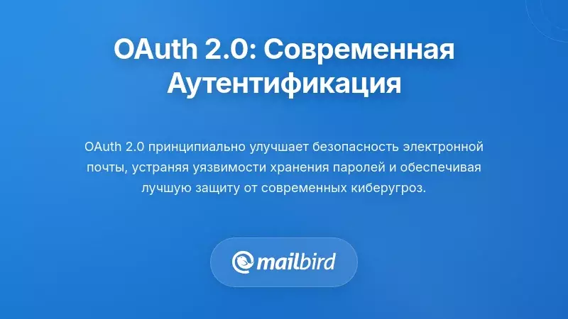 OAuth 2.0 современная диаграмма аутентификации электронной почты, демонстрирующая процесс входа на основе безопасного токена
